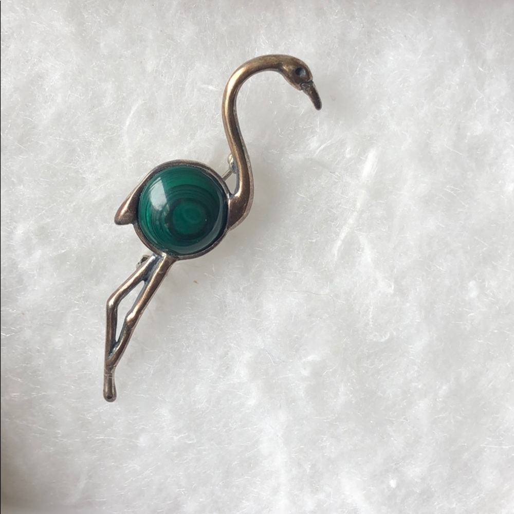 925 sterling silver Malachite Craine Bird Pin